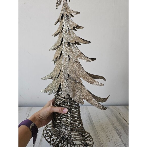 Pier 1 glitter tree metal star Xmas decor sparkle unique - Picture 6 of 9